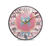 LDIYEU Cool Joli Chat Drôle Minou Murale Décoratif Moderne Horloge de Mur Circulaire Silencieuse Horloges pour Enfant Garçons Le Bureau à Domicile Cuisine Chambre école Décor(9.5In 11.9In)
