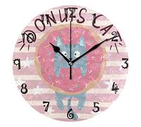 LDIYEU Cool Kitty Chat Assez Drôle Pendule Murale Décoratif Moderne Horloge de Mur Circulaire Silencieuse horloges pour Enfant Garçons Le Bureau à Domicile Salon Cuisine Chambre école Décor