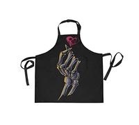 LDIYEU Crâne De Coeur D’Os De Doigt Tablier de Cuisine avec 2 Poches Sangle Réglable pour Chef Boulanger Serveurs Hommes Enfant