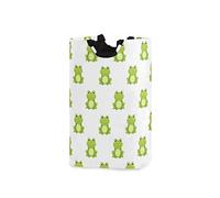 LDIYEU Dessin Animé Bébé Grenouille Verte Grand Panier à Linge Pliage Étanche Rangement Corbeille à Linge avec Poignées pour Maison Buanderie