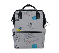 LDIYEU Dessin Animé Vaisseau Spatial Univers Terre Sac à Langer Sac à Dos Grande Capacité Multifonction Sac à Couches pour Voyage Maman Femme Papa