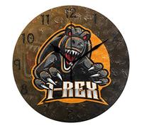 LDIYEU Dinosaure Monstre Noir Pendule Murale Décoratif Moderne Horloge de Mur Circulaire Silencieuse horloges pour Enfant Garçons Le Bureau à Domicile Salon Cuisine Chambre école Décor