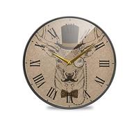 LDIYEU Docteur Cerf Noir Murale Décoratif Moderne Horloge de Mur Circulaire Silencieuse Horloges pour Enfant Garçons Le Bureau à Domicile Cuisine Chambre école Décor(9.5In 11.9In)