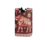 LDIYEU Éléphant Africain Vintage Grand Panier à Linge Pliage Étanche Rangement Corbeille à Linge avec Poignées pour Maison Buanderie