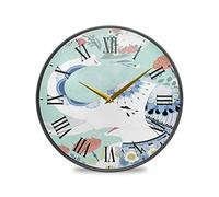 LDIYEU Éléphant De Beauté Blanc Murale Décoratif Moderne Horloge de Mur Circulaire Silencieuse Horloges pour Enfant Garçons Le Bureau à Domicile Cuisine Chambre école Décor(9.5In 11.9In)