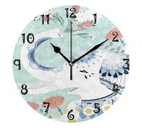 LDIYEU Éléphant De Beauté Blanc Pendule Murale Décoratif Moderne Horloge de Mur Circulaire Silencieuse horloges pour Enfant Garçons Le Bureau à Domicile Salon Cuisine Chambre école Décor