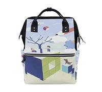 LDIYEU Enfant Enfance Bébé Chien Puzzle Sac à Langer Sac à Dos Grande Capacité Multifonction Sac à Couches pour Voyage Maman Femme Papa