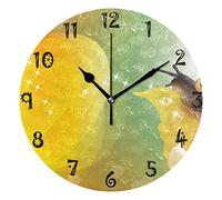 LDIYEU Escargot Fleur Coeur Jaune Pendule Murale Décoratif Moderne Horloge de Mur Circulaire Silencieuse horloges pour Enfant Garçons Le Bureau à Domicile Salon Cuisine Chambre école Décor