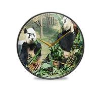LDIYEU Feuille d'animal Chinois Panda Décoratif Horloge de Mur Circulaire Silencieuse pour Garçons Filles Le Cuisine école Horloges Décor Bureau à Domicile