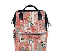 LDIYEU Flore Fleur Cactus Plante Sac à Langer Sac à Dos Grande Capacité Multifonction Sac à Couches pour Voyage Maman Femme Papa