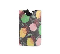 LDIYEU Fruit De Citron Coloré Grand Panier à Linge Pliage Étanche Rangement Corbeille à Linge avec Poignées pour Maison Buanderie