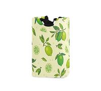 LDIYEU Fruit De Citron Vert Grand Panier à Linge Pliage Étanche Rangement Corbeille à Linge avec Poignées pour Maison Buanderie