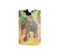 LDIYEU Fruit D'Éléphant Noir Grand Panier à Linge Pliage Étanche Rangement Corbeille à Linge avec Poignées pour Maison Buanderie