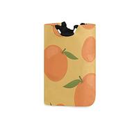 LDIYEU Fruit Orange Jaune Grand Panier à Linge Pliage Étanche Rangement Corbeille à Linge avec Poignées pour Maison Buanderie
