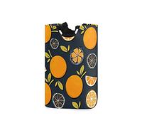 LDIYEU Fruit Orange Noir Grand Panier à Linge Pliage Étanche Rangement Corbeille à Linge avec Poignées pour Maison Buanderie