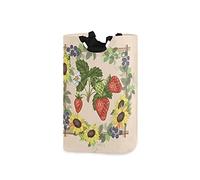 LDIYEU Fruit Rose Fraise Grand Panier à Linge Pliage Étanche Rangement Corbeille à Linge avec Poignées pour Maison Buanderie