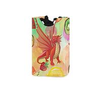 LDIYEU Fruit Rouge Dragon Grand Panier à Linge Pliage Étanche Rangement Corbeille à Linge avec Poignées pour Maison Buanderie