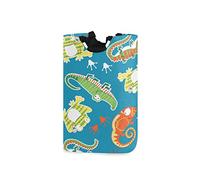 LDIYEU Grenouille Poisson Dessin Animé Bébé Animal Grand Panier à Linge Pliage Étanche Rangement Corbeille à Linge avec Poignées pour Maison Buanderie