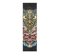 LDIYEU Gufo Teschio Anima Logo Grip de Skateboard Bande Grip Antidérapante Auto-adhésif Griptape de Longboard sans Bulles 33"X 9"(1pcs)
