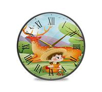 LDIYEU Herbe De Printemps Beauté Décoratif Horloge de Mur Circulaire Silencieuse pour Garçons Filles Le Cuisine école Horloges Décor Bureau à Domicile