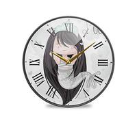 LDIYEU Jolie Sirène Blanche Beauté Murale Décoratif Moderne Horloge de Mur Circulaire Silencieuse Horloges pour Enfant Garçons Le Bureau à Domicile Cuisine Chambre école Décor(9.5In 11.9In)
