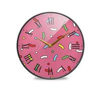 LDIYEU Jolies Choses Roses Rondes Murale Décoratif Moderne Horloge de Mur Circulaire Silencieuse Horloges pour Enfant Garçons Le Bureau à Domicile Cuisine Chambre école Décor(9.5In 11.9In)