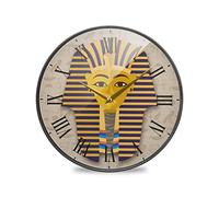 LDIYEU León Arte Antiguo Murale Décoratif Moderne Horloge de Mur Circulaire Silencieuse Horloges pour Enfant Garçons Le Bureau à Domicile Cuisine Chambre école Décor(9.5In 11.9In)