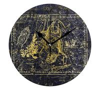 LDIYEU León Dorado Tigre Estrella Espacial Pendule Murale Décoratif Moderne Horloge de Mur Circulaire Silencieuse horloges pour Enfant Garçons Le Bureau à Domicile Salon Cuisine Chambre école Décor