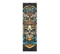 LDIYEU Logo Teschio Pirata Gufo Grip de Skateboard Bande Grip Antidérapante Auto-adhésif Griptape de Longboard sans Bulles 33"X 9"(1pcs)