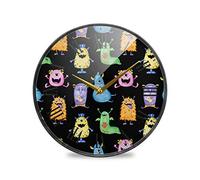 LDIYEU Monstre Aquarelle Murale Décoratif Moderne Horloge de Mur Circulaire Silencieuse Horloges pour Enfant Garçons Le Bureau à Domicile Cuisine Chambre école Décor(9.5In 11.9In)