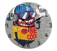 LDIYEU Monstre De Dessin Animé Cool Mignon Pendule Murale Décoratif Moderne Horloge de Mur Circulaire Silencieuse horloges pour Enfant Garçons Le Bureau à Domicile Salon Cuisine Chambre école Décor