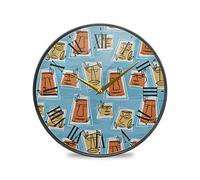 LDIYEU Monstre Vache Bleue Taureau Dessin Animé Décoratif Horloge de Mur Circulaire Silencieuse pour Garçons Filles Le Cuisine école Horloges Décor Bureau à Domicile