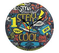 LDIYEU Motif Cool Populaire Mignon Noir Pendule Murale Décoratif Moderne Horloge de Mur Circulaire Silencieuse horloges pour Enfant Garçons Le Bureau à Domicile Salon Cuisine Chambre école Décor