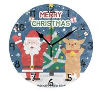 LDIYEU Neige Joyeuse De Wapiti De Noël Pendule Murale Décoratif Moderne Horloge de Mur Circulaire Silencieuse horloges pour Enfant Garçons Le Bureau à Domicile Salon Cuisine Chambre école Décor