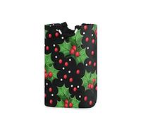 LDIYEU Noël Rouge Fruit Noir Grand Panier à Linge Pliage Étanche Rangement Corbeille à Linge avec Poignées pour Maison Buanderie