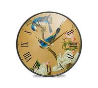 LDIYEU Oiseau Chinois Murale Décoratif Moderne Horloge de Mur Circulaire Silencieuse Horloges pour Enfant Garçons Le Bureau à Domicile Cuisine Chambre école Décor(9.5In 11.9In)