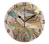 LDIYEU Oiseau De Beauté Pourpre Pendule Murale Décoratif Moderne Horloge de Mur Circulaire Silencieuse horloges pour Enfant Garçons Le Bureau à Domicile Salon Cuisine Chambre école Décor