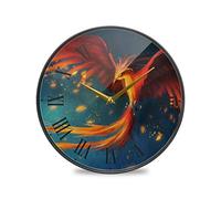 LDIYEU Oiseau Phénix Tour Murale Décoratif Moderne Horloge de Mur Circulaire Silencieuse Horloges pour Enfant Garçons Le Bureau à Domicile Cuisine Chambre école Décor(9.5In 11.9In)