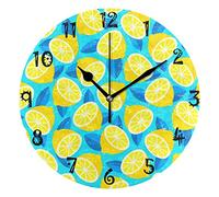 LDIYEU Orange Vif D'Agrumes D'Été Pendule Murale Décoratif Moderne Horloge de Mur Circulaire Silencieuse horloges pour Enfant Garçons Le Bureau à Domicile Salon Cuisine Chambre école Décor