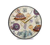 LDIYEU Papillon Escargot Tortue Murale Décoratif Moderne Horloge de Mur Circulaire Silencieuse Horloges pour Enfant Garçons Le Bureau à Domicile Cuisine Chambre école Décor(9.5In 11.9In)