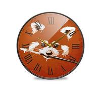 LDIYEU Peinture Orange Panda Bear Murale Décoratif Moderne Horloge de Mur Circulaire Silencieuse Horloges pour Enfant Garçons Le Bureau à Domicile Cuisine Chambre école Décor(9.5In 11.9In)