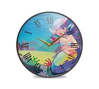 LDIYEU Poisson Mer Beauté Murale Décoratif Moderne Horloge de Mur Circulaire Silencieuse Horloges pour Enfant Garçons Le Bureau à Domicile Cuisine Chambre école Décor(9.5In 11.9In)