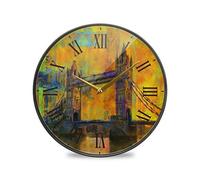 LDIYEU Pont De Londres Murale Décoratif Moderne Horloge de Mur Circulaire Silencieuse Horloges pour Enfant Garçons Le Bureau à Domicile Cuisine Chambre école Décor(9.5In 11.9In)