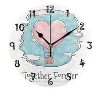 LDIYEU pour Toujours Coeur Rose Pendule Murale Décoratif Moderne Horloge de Mur Circulaire Silencieuse horloges pour Enfant Garçons Le Bureau à Domicile Salon Cuisine Chambre école Décor