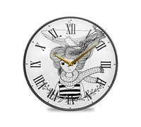 LDIYEU Requin Blanc Beauté Murale Décoratif Moderne Horloge de Mur Circulaire Silencieuse Horloges pour Enfant Garçons Le Bureau à Domicile Cuisine Chambre école Décor(9.5In 11.9In)