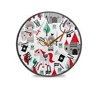 LDIYEU Robots Garde Poney Château Murale Décoratif Moderne Horloge de Mur Circulaire Silencieuse Horloges pour Enfant Garçons Le Bureau à Domicile Cuisine Chambre école Décor(9.5In 11.9In)