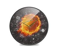 LDIYEU Roi De Basket-Ball Tour Murale Décoratif Moderne Horloge de Mur Circulaire Silencieuse Horloges pour Enfant Garçons Le Bureau à Domicile Cuisine Chambre école Décor(9.5In 11.9In)