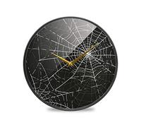 LDIYEU Toile D'Araignée Noire Murale Décoratif Moderne Horloge de Mur Circulaire Silencieuse Horloges pour Enfant Garçons Le Bureau à Domicile Cuisine Chambre école Décor(9.5In 11.9In)