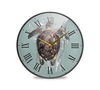 LDIYEU Tortue Piégée Gris Murale Décoratif Moderne Horloge de Mur Circulaire Silencieuse Horloges pour Enfant Garçons Le Bureau à Domicile Cuisine Chambre école Décor(9.5In 11.9In)