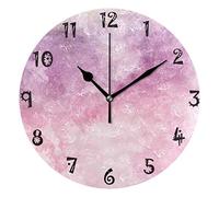 LDIYEU Univers Spatial Violet Pendule Murale Décoratif Moderne Horloge de Mur Circulaire Silencieuse horloges pour Enfant Garçons Le Bureau à Domicile Salon Cuisine Chambre école Décor